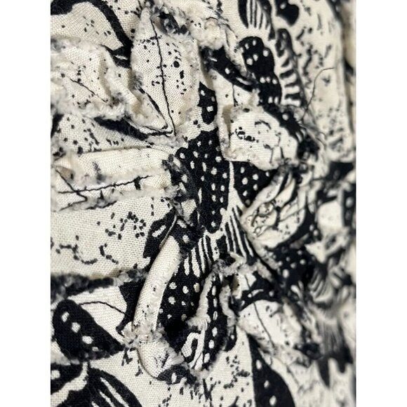 Retro Floral Jacket L Black Textured Abstract Artsy Funky Chic Edgy Classic Chic - Picture 5 of 13